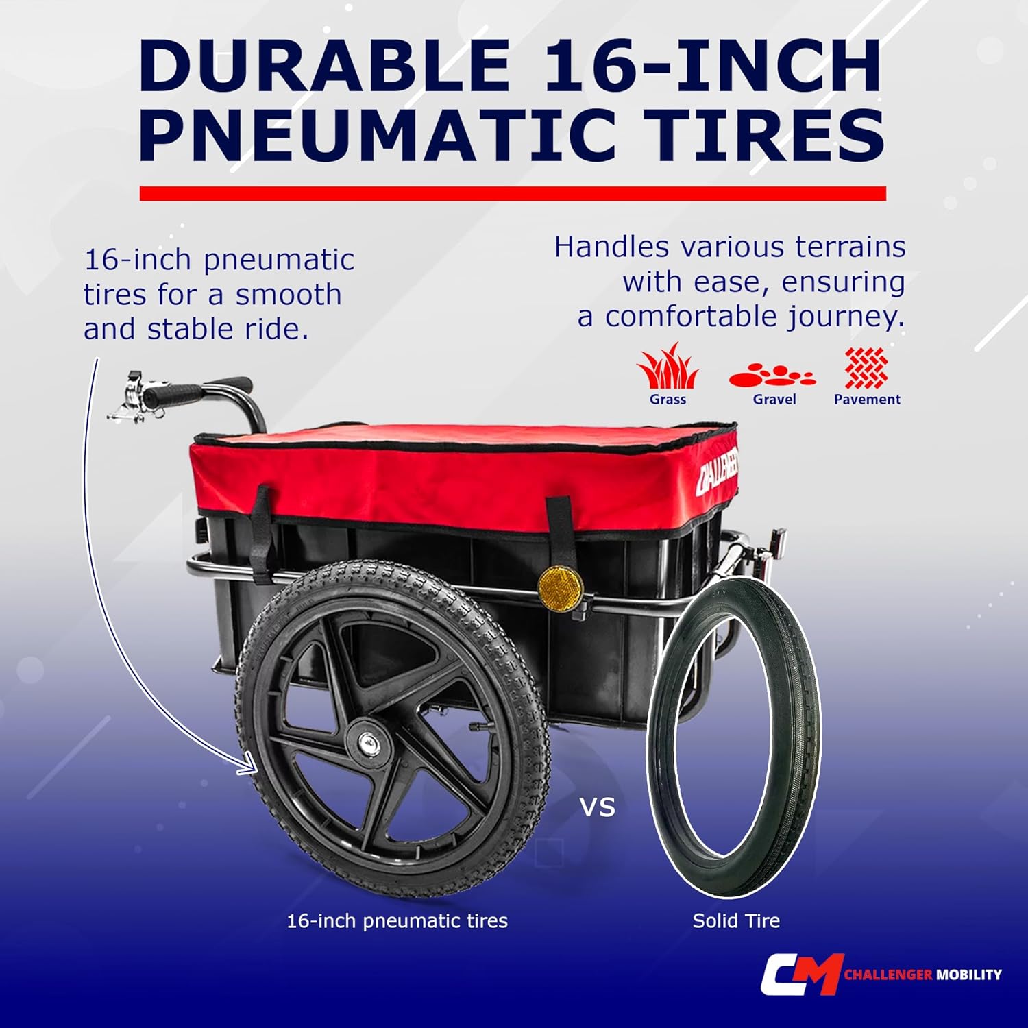 Challenger Scooter Trailer for Pride Mobility Scooters, Heavy Duty, Large Tires N2473