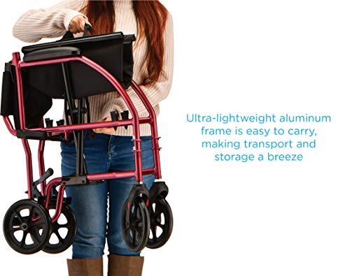 NOVA Medical Products Ultra Lightweight Transport Chair, Red J18370