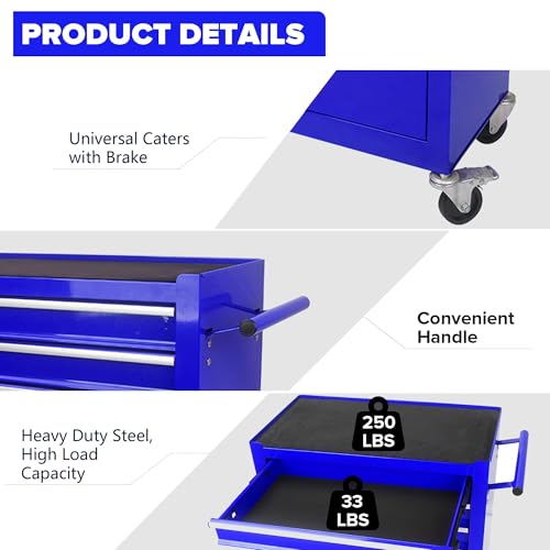 5-Drawer Rolling Tool Cart with Wheels, Black V51953