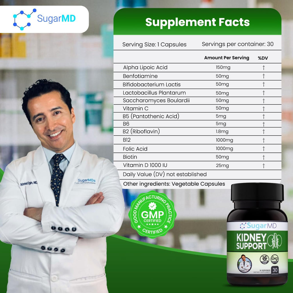 SugarMD Dr. Ergin's Kidney Support Formula 30 Capsules Y558
