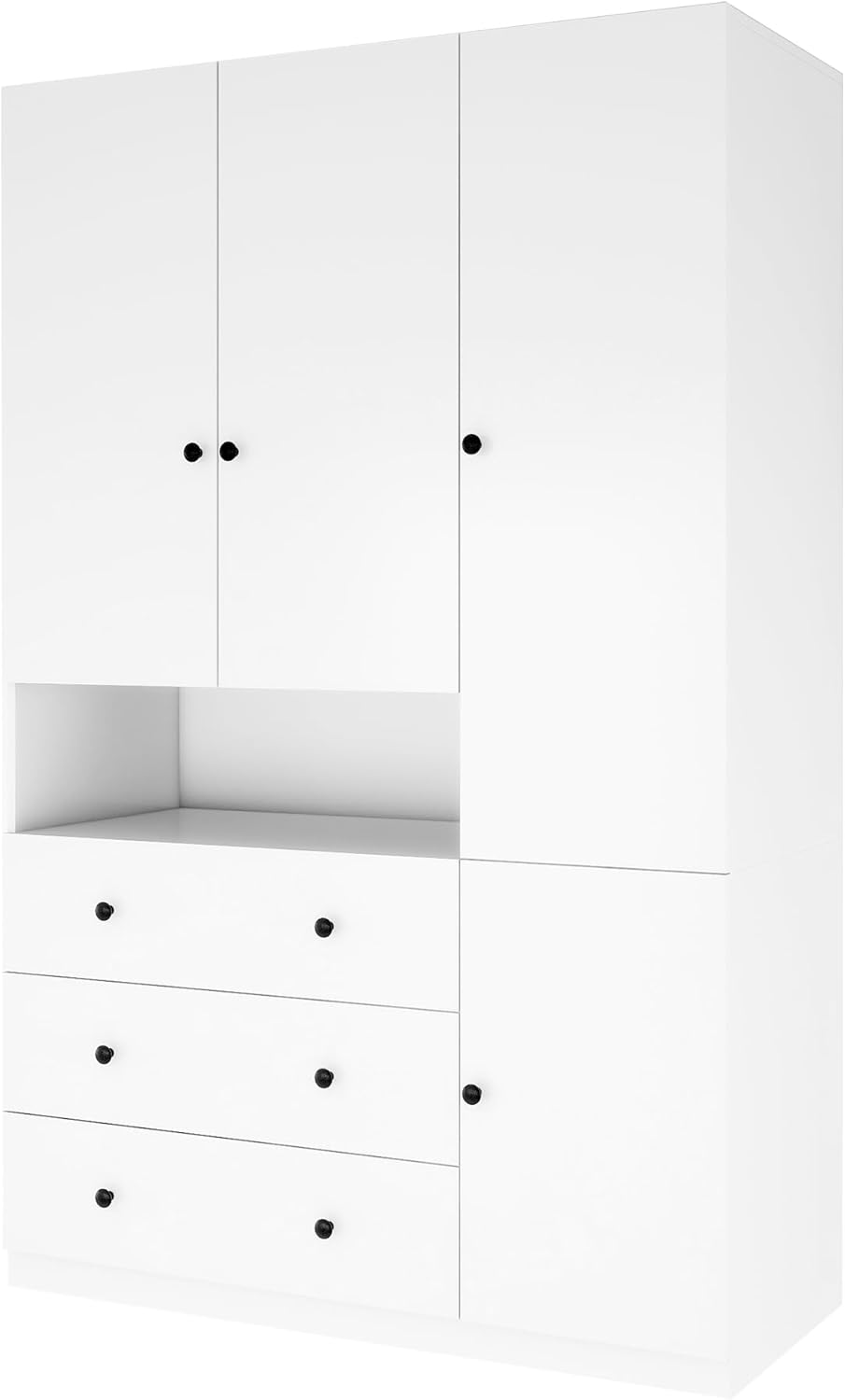 3-Door Armoire Wardrobe Closet with 3 Drawers, White S424