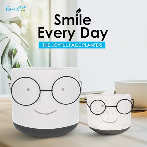 Face Planter Pot with Drainage, 4 inch Head Plant Pot with Glasses (Green) M651652