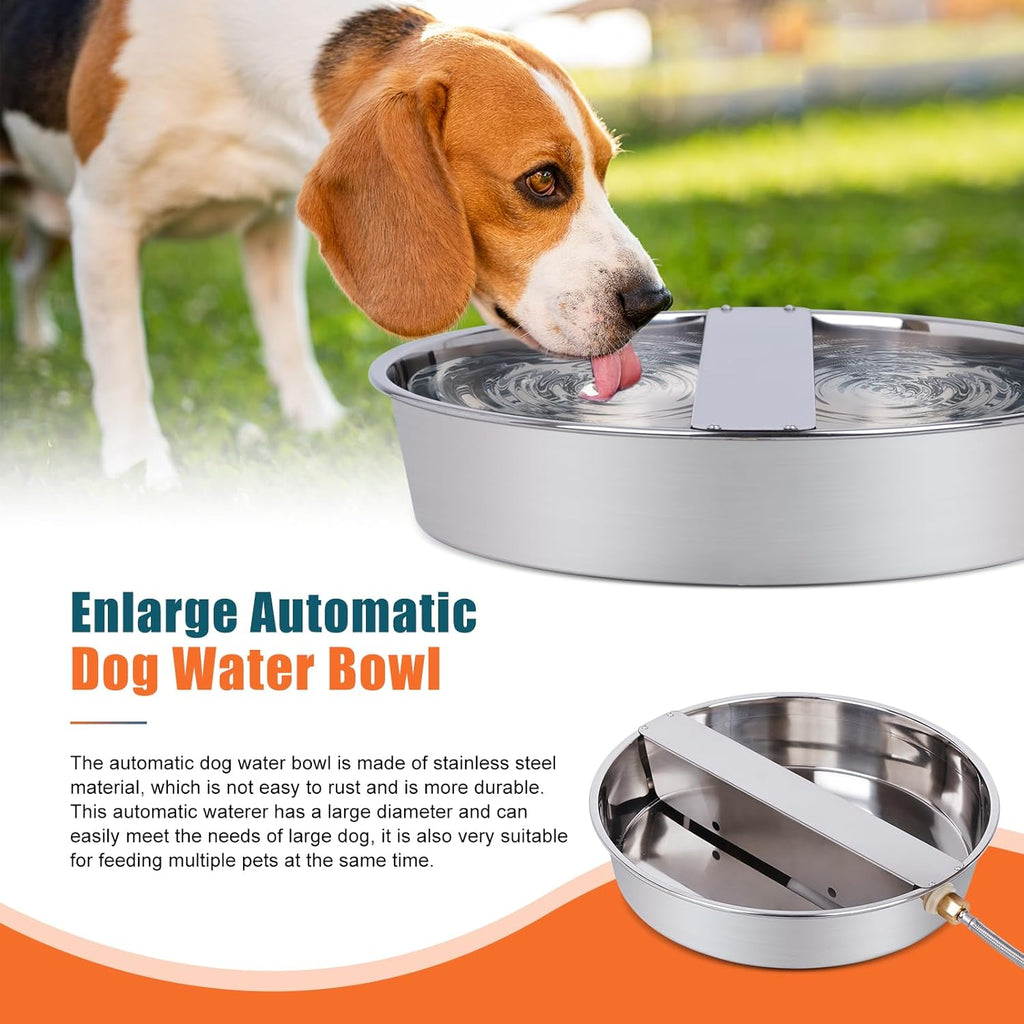 Stainless Steel Automatic Dog Water Bowl Dispenser for Large Breed Outdoor Use W4587