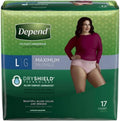 Depend Fit-Flex Underwear for Women Large Maximum Absorbency - 2 Packs of 17 ct