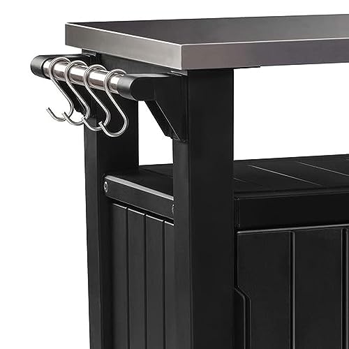Keter Outdoor Rolling Table Cart with Wheels, Dark Brown V22486