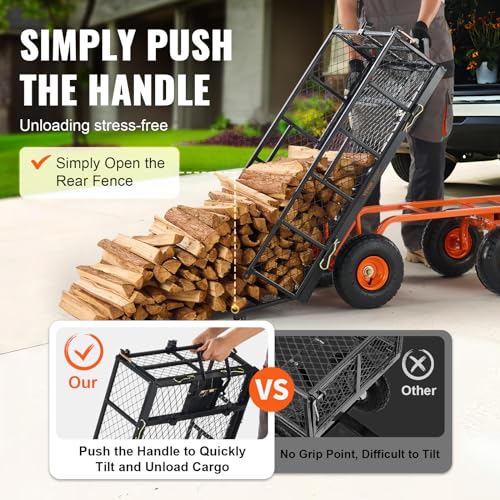 VEVOR 400lbs Steel Garden Dump Cart with Removable Sides Z97756