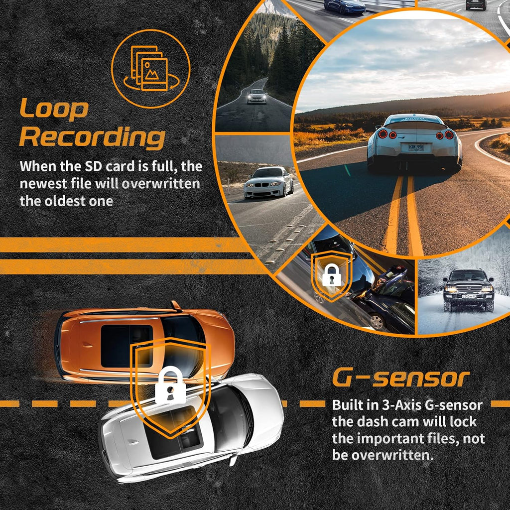 iiwey T1-pro 3 Channel 1080P Dash Cam Front and Rear Inside Q69793