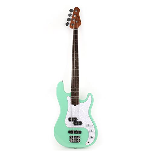 Full Size Standard Electric Bass Guitar Four 4 String Right Hand Handed Basswood Body Roasted Canadian Maple Neck Genuine Rosewood Fretboard Fingerboard with Gig Bag (Black)