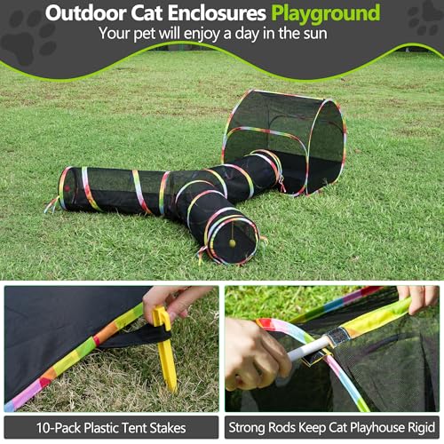 Outdoor Cat Enclosure with Storage Bag, Cat Tunnel Playground for Small Animals D823