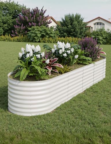 4x2x2Ft Oval Galvanized Steel Raised Garden Bed - Outdoor Metal Planter Box for Vegetables, Flowers, Herbs L43315