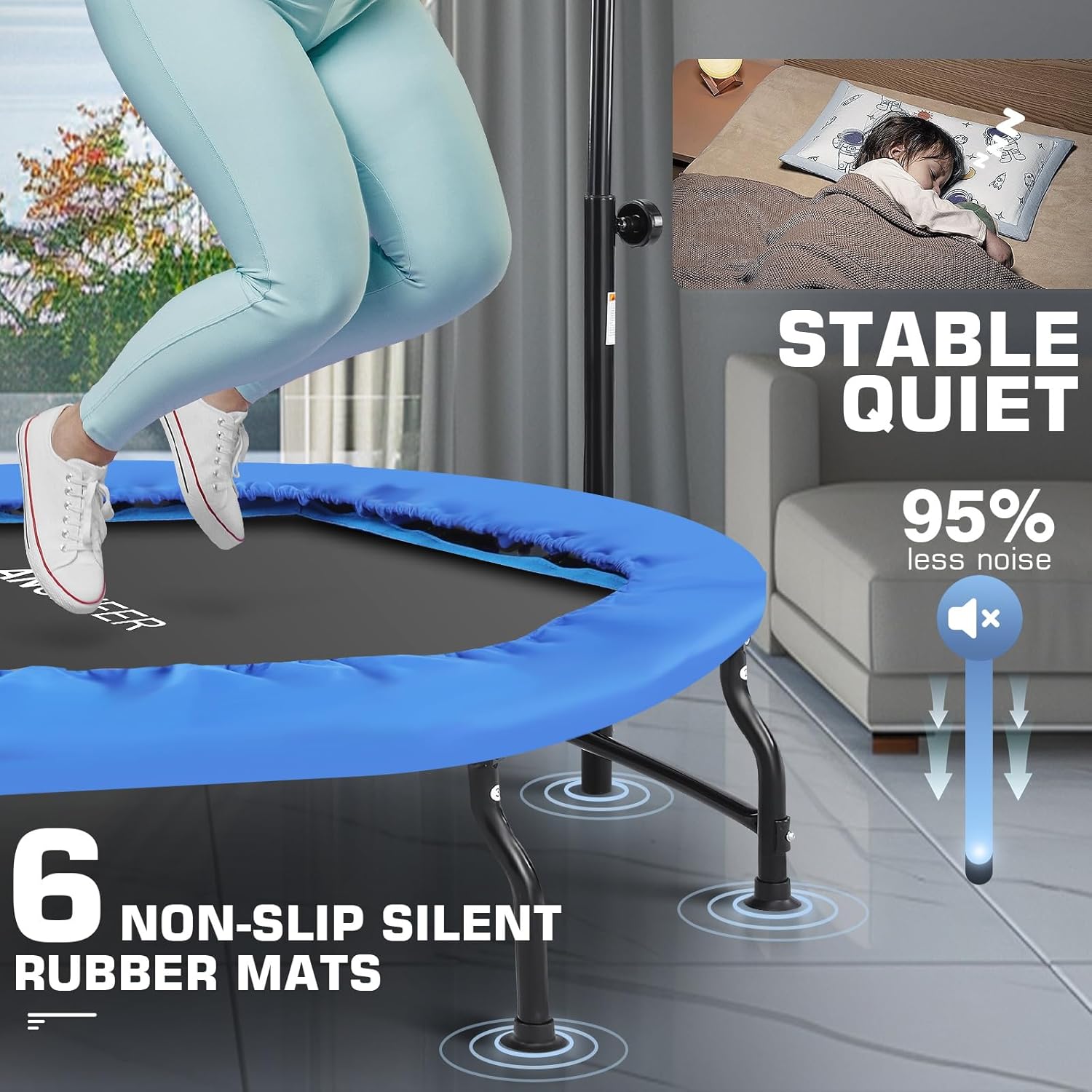 ANCHEER Foldable Mini Trampoline with Bungees and Foam Handle Y98839