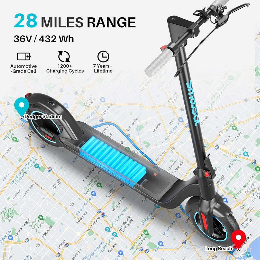 SmooSat SA3 Prime Electric Scooter for Adults, 10" Airless Tire, 28 Miles Range, Gray V20162
