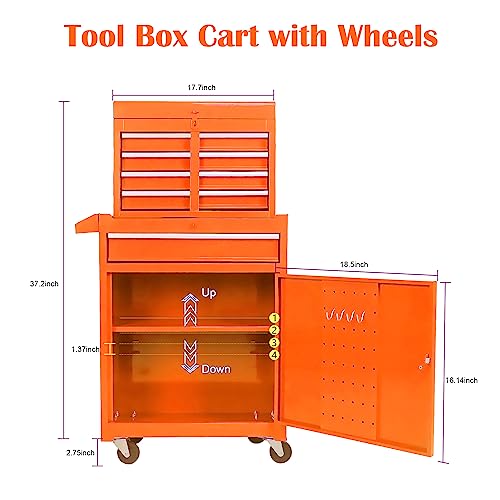 5-Drawer Rolling Tool Cart with Wheels, Black V51953