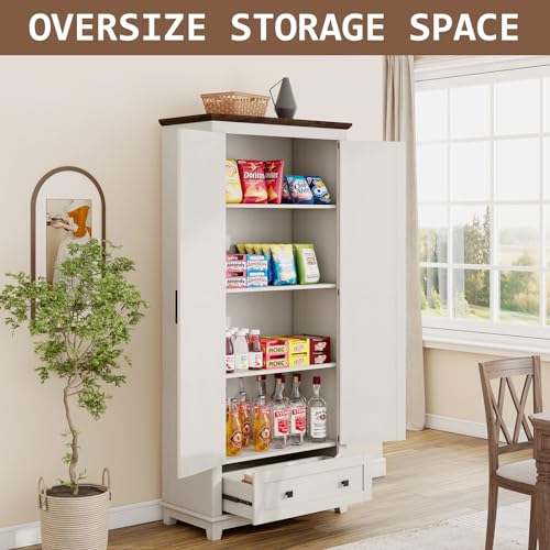 Farmhouse Kitchen Pantry Cabinet 72" Tall with Barn Doors X6136