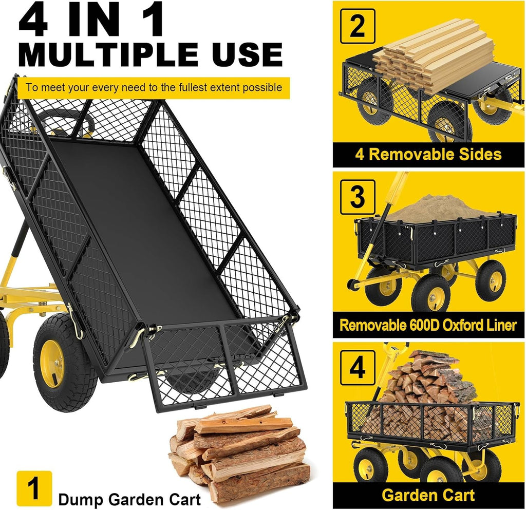 Heavy Duty 900 Lbs Capacity Mesh Steel Garden Dump Cart I542802