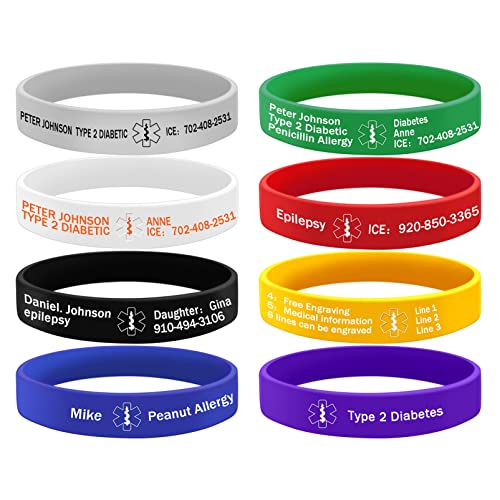 Custom Silicone Medical ID Bracelet Waterproof for Men Women K658