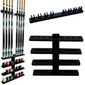 Wall-Mounted Pool Stick Holder Hardwood Rack for 8 Cues, Black Z37042