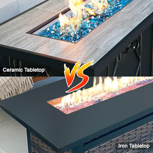 BALI OUTDOORS 50000 BTU Propane Fire Pit Table with Lid, 28 inch, Black Y709007