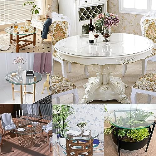 SAGIDAR Round Tempered Glass Table Top Clear D401