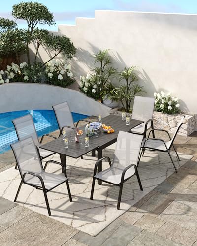 Outdoor Stacking Metal Dining Chairs Set of 4, Grey E4879