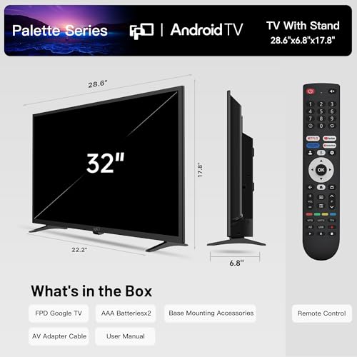 FPD 32 Inch Smart TV 720p HD with Google Play and WiFi (2025 Model) Q3895
