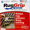 Rug Grip No Curl - Anti-Curling Rug Grip Corner Tabs for Area Rugs and Runners, 4 pieces, Slip Resistant Triangular Tabs, Works on All Hard Floor Types