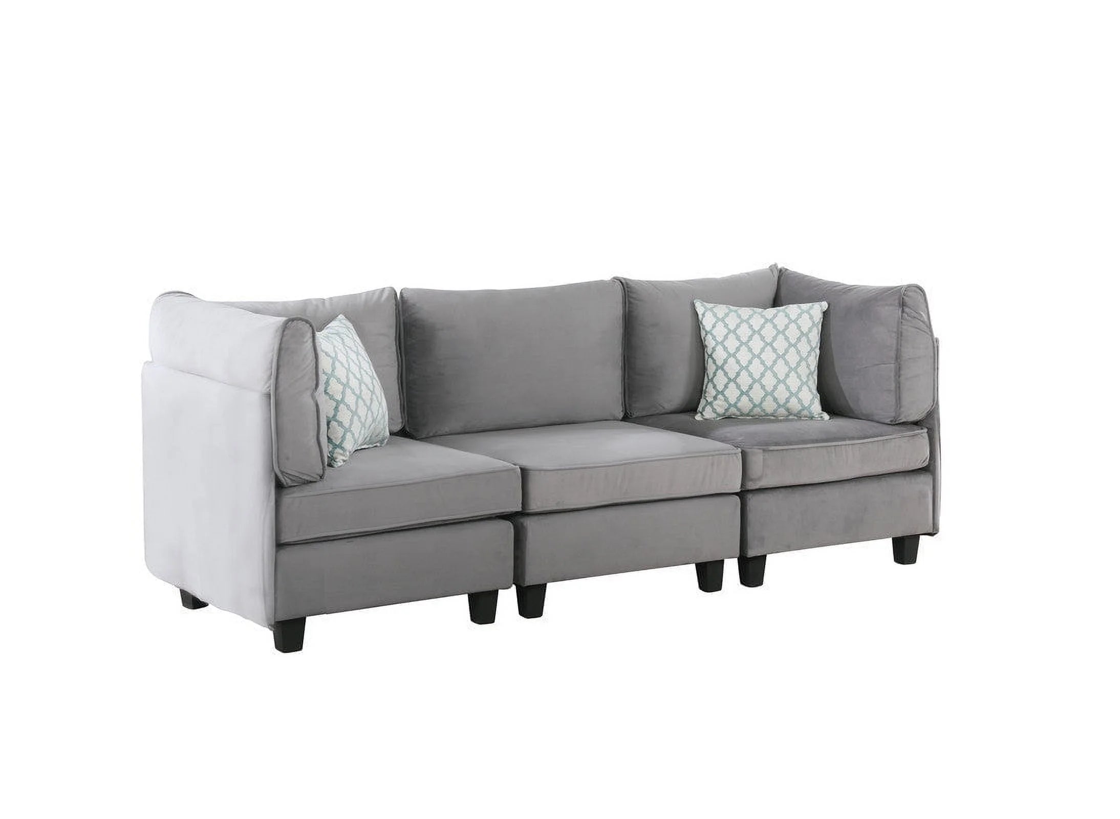Zelmira Velvet 6-Piece Modular Sectional Sofa, Gray U455177