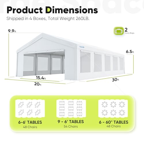 Quictent 20x20 Party Tent Heavy Duty Outdoor Canopy with Storage Bags M75972