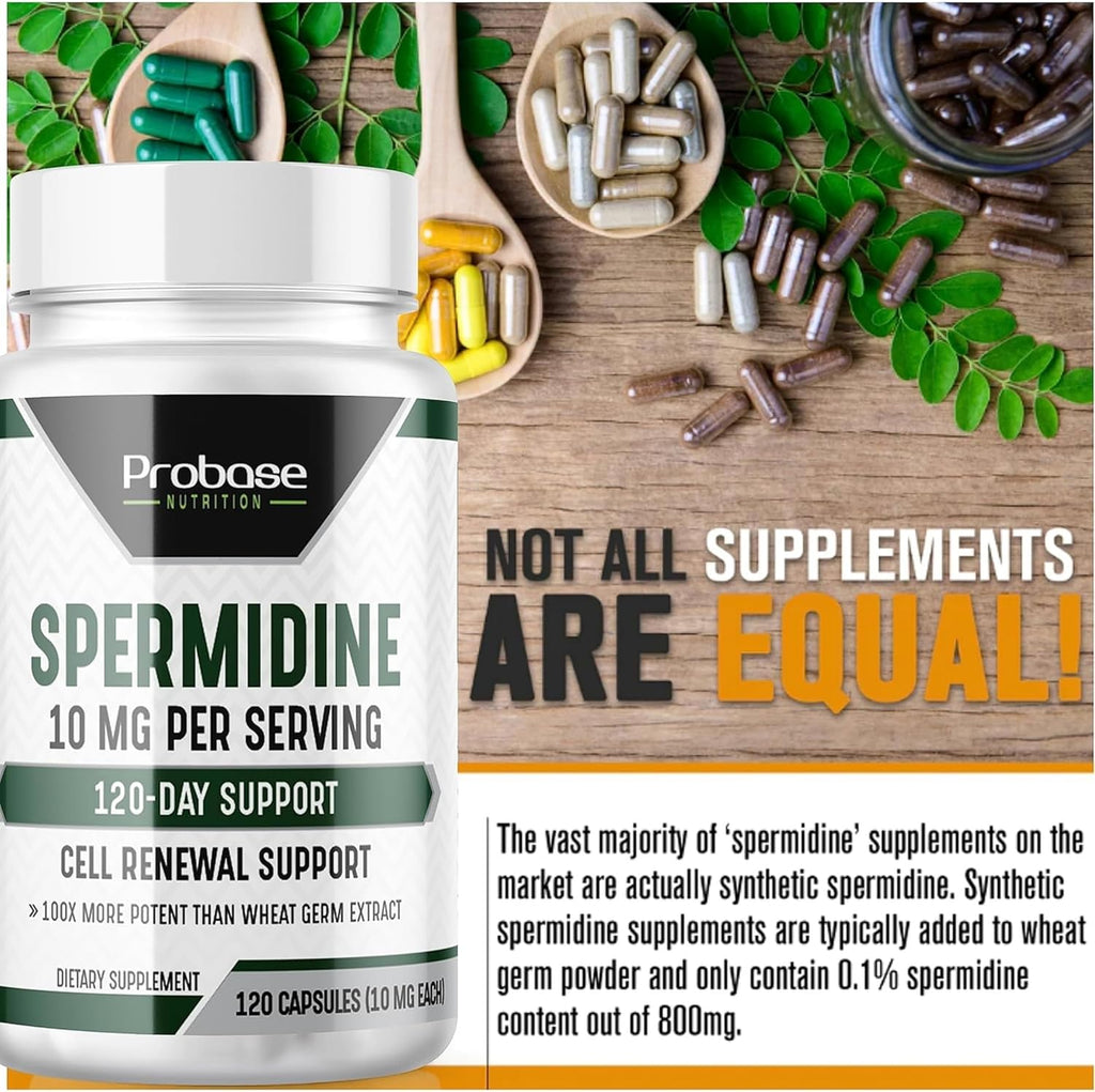 Spermidine 3HCL 10mg 120 Capsules - Telomere Health and Aging Support K807983