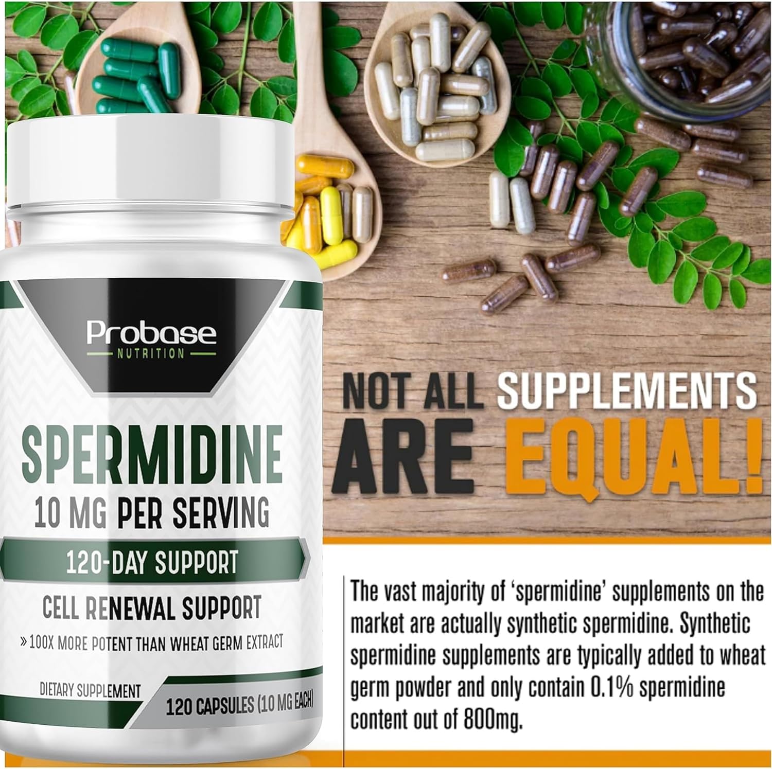 Spermidine 3HCL 10mg 120 Capsules - Telomere Health and Aging Support K807983