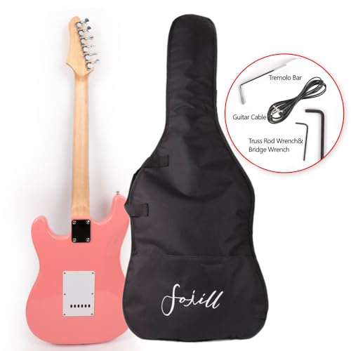 39 Inch Electric Guitar Basswood Body Maple Neck Rosewood Fretboard Gig Bag Pink X870