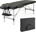 Giantex Massage Table, Portable Massage Bed with Carrying Bag, 2 Fold Salon Spa Tattoo Bed, Height Adjustable, Sturdy Aluminum Frame, Professional Massage Lash Bed Esthetician Bed, Black