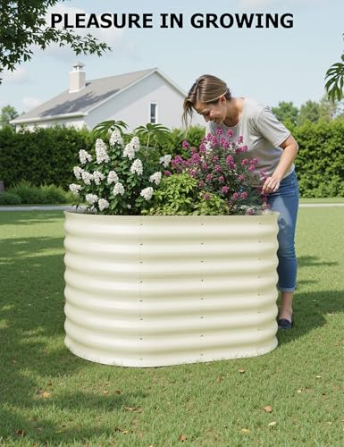 4x2x2Ft Oval Galvanized Steel Raised Garden Bed - Outdoor Metal Planter Box for Vegetables, Flowers, Herbs L43315