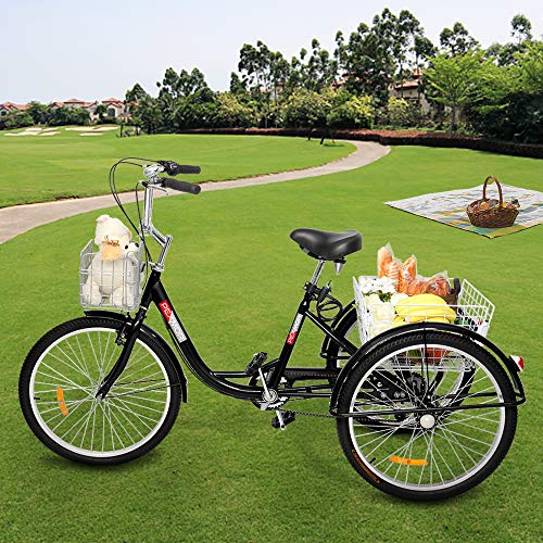 PEXMOR Adult Tricycle 26 Inch 7 Speed 3 Wheel Bike for Adults Q25739