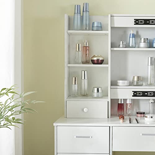 White Makeup Vanity Desk with Lighted Mirror and Drawers Z373651