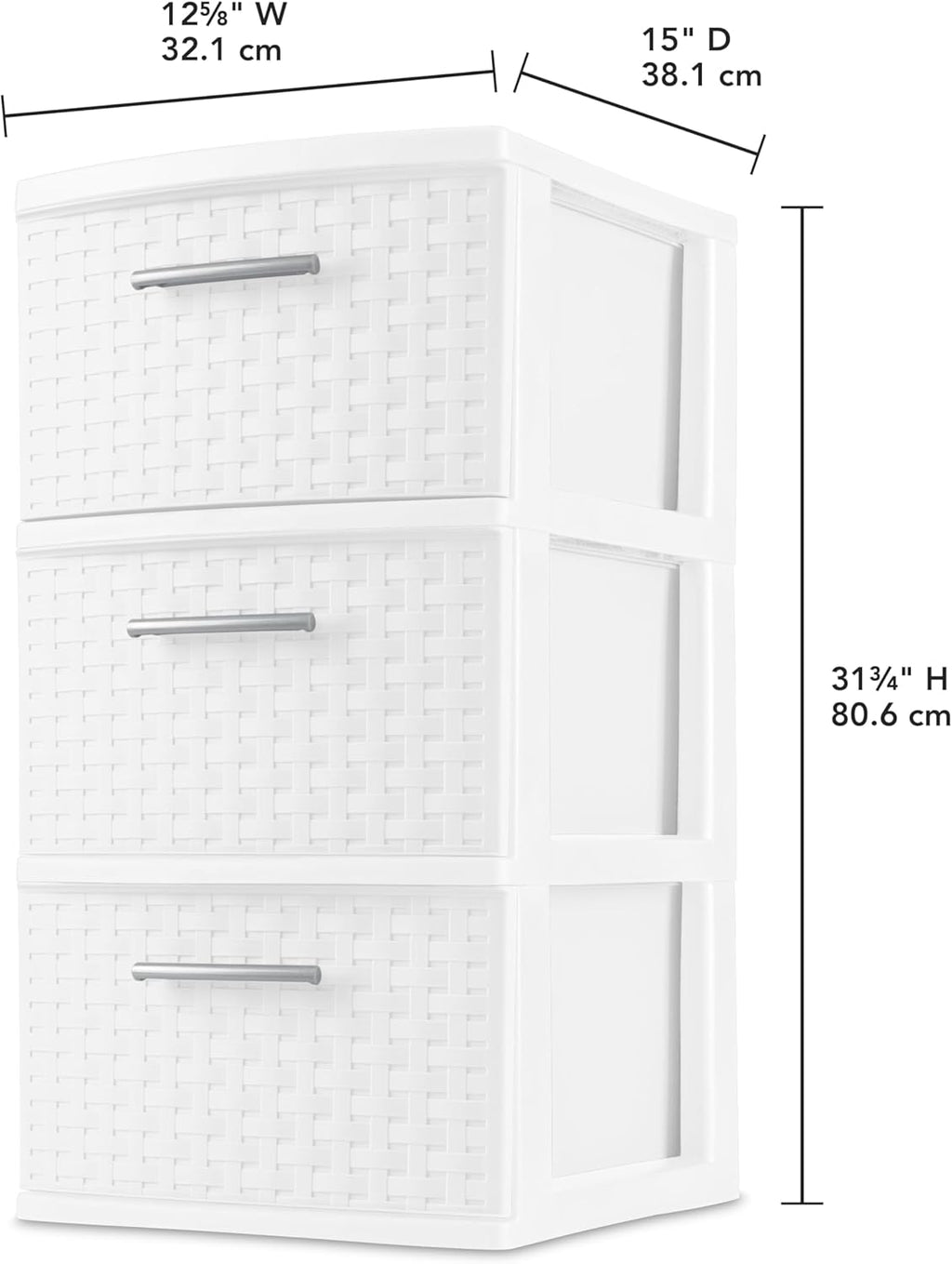 3 Drawer Weave Tower White Y633