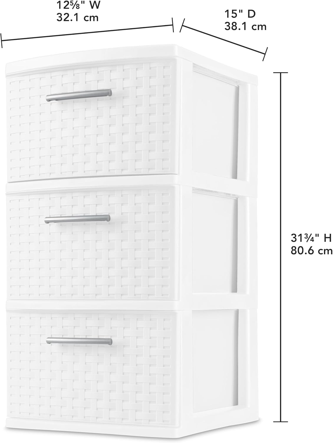 3 Drawer Weave Tower White Y633