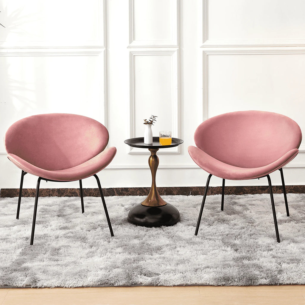 FAGAGA Velvet Accent Chair Set of 2 with End Table, Pink C6062
