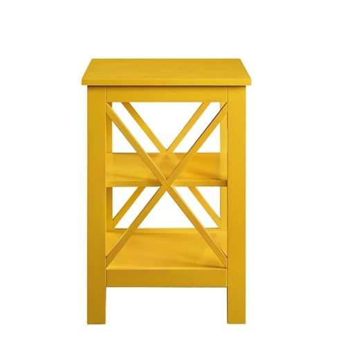 Convenience Concepts Oxford End Table with Storage Shelves, White Faux Marble/Black N969