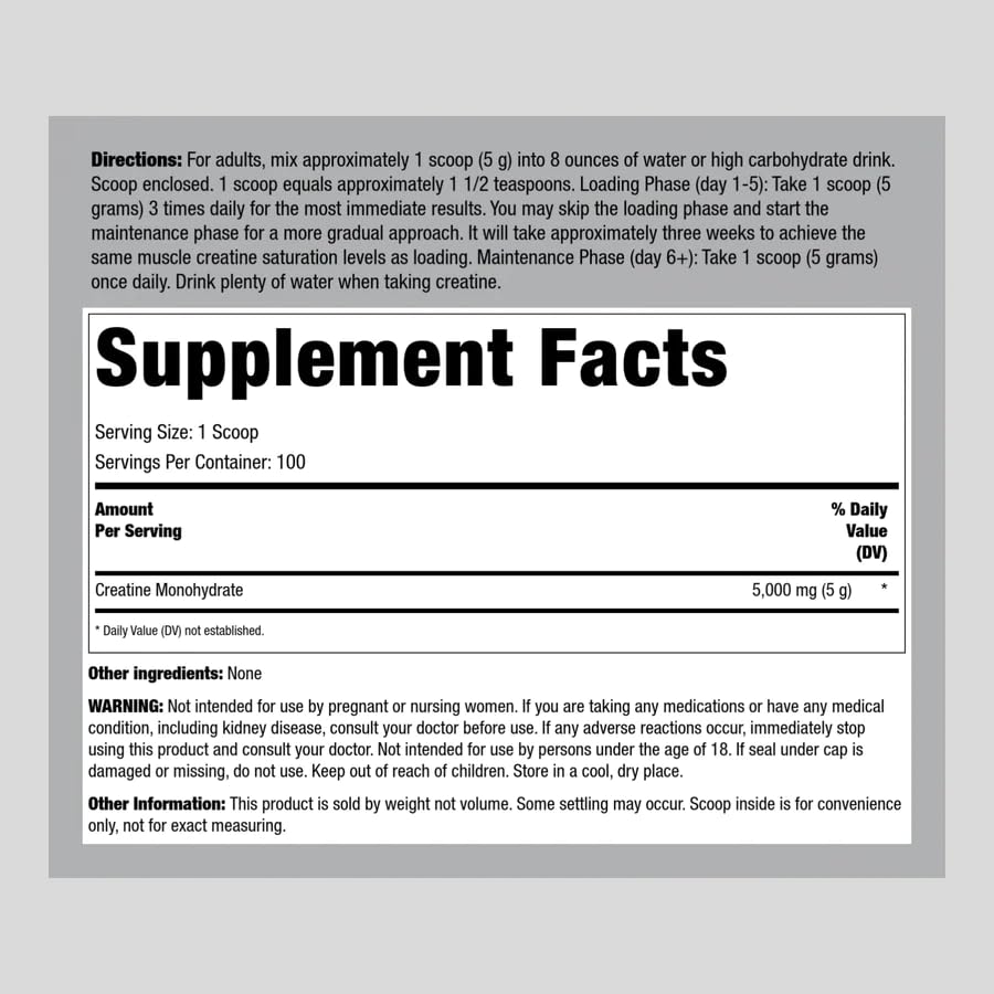 Fitness Labs German Creatine Monohydrate Powder, Creapure, 1.1 lb U925142