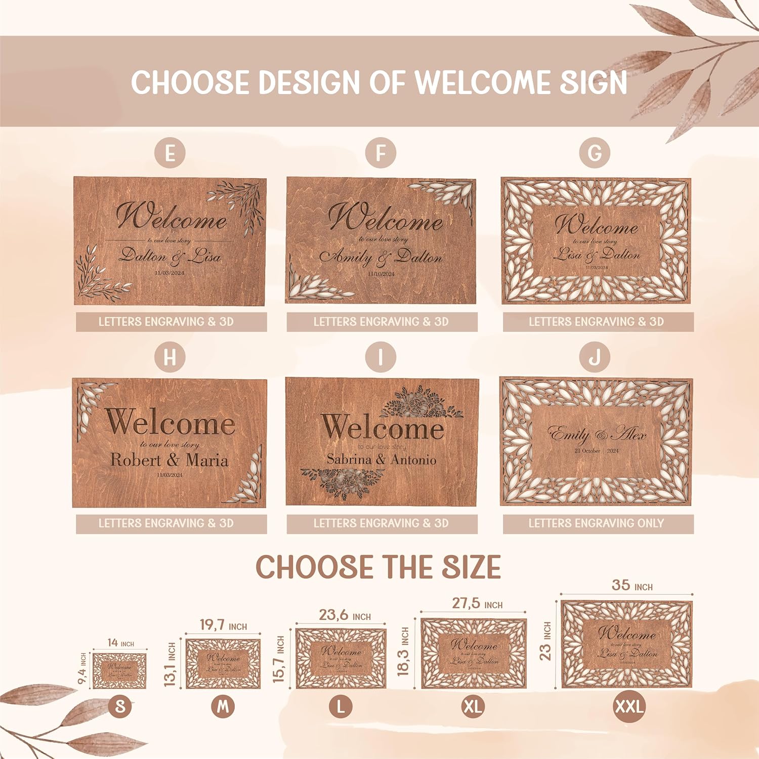 Custom Wooden Wedding Welcome Sign for Reception Decor D569226