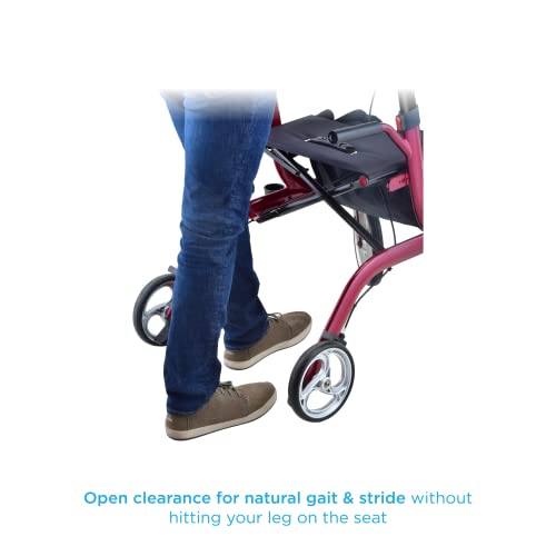 NOVA Phoenix Rise UP Rollator, Upright Walker with Padded Forearm Platform, 10" Wheels, Blue Z57530