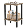 End Table, 2-Tier Narrow Side Table, Small Nightstand, Sofa Table with Storage Shelf for Small Spaces, Living Room, Bedroom, Office, Rustic Brown and Black