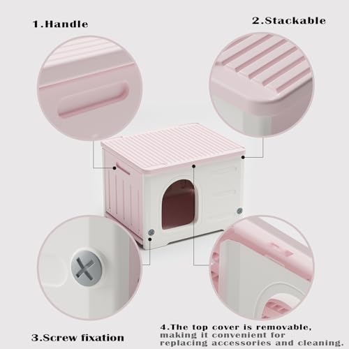 Stackable Plastic Cat House for Outdoor Indoor Use, Green M770