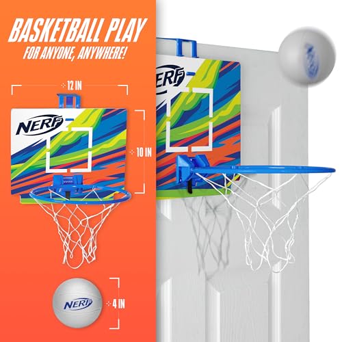 Nerf Mini Over The Door Basketball Hoop with Foam Ball Set - Blue L46159
