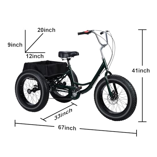 20 Inch Adult Tricycle, 7 Speed, Double Disc Brake A2071