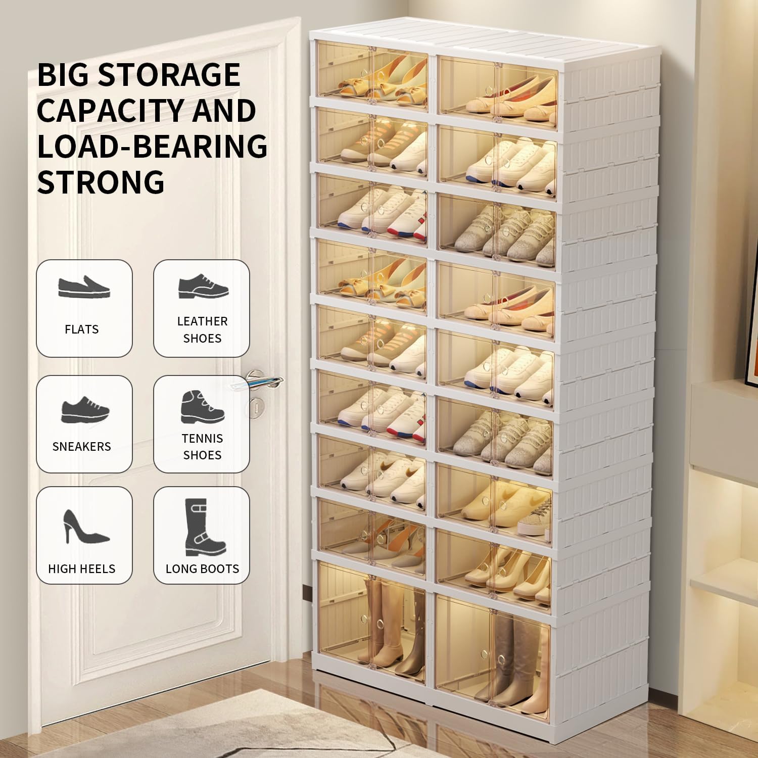 9 Tier Foldable Shoe Rack Organizer for Closet, 18-36 Pairs H289757