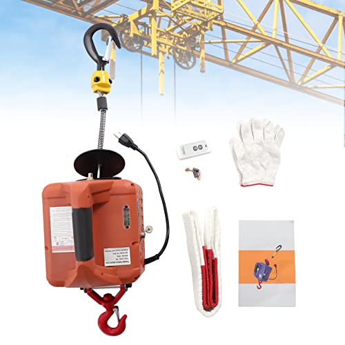 3-in-1 Electric Hoist Winch, 880LBS Portable Electric Winch, 1500W 110V Power Winch Crane, 62ft Lifting Height, w/Wire and Wireless Remote Control for Lifting Small Engines, Bicycles, Groceries