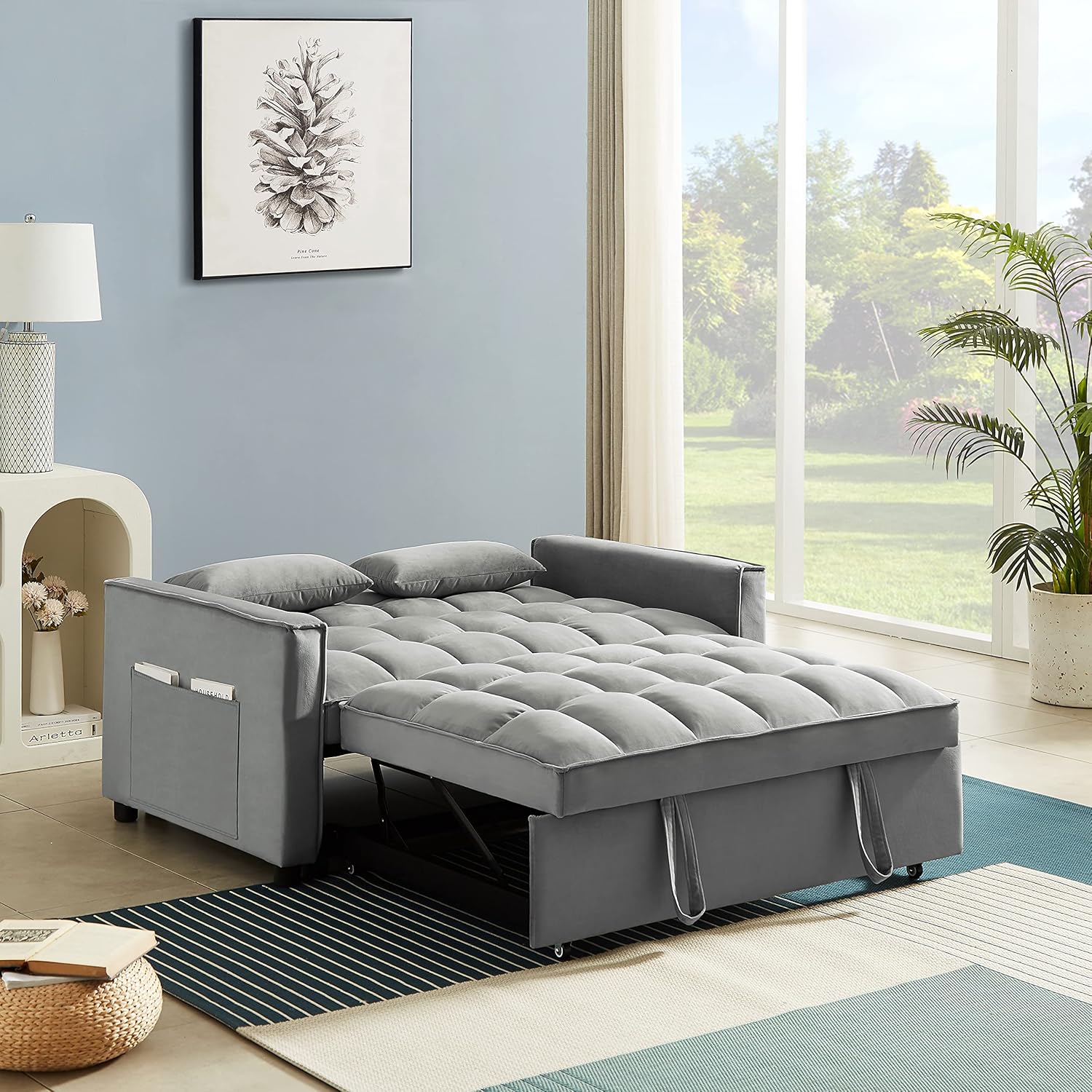 Eafurn Convertible Sleeper Sofa Bed with Adjustable Backrest, Grey E147724