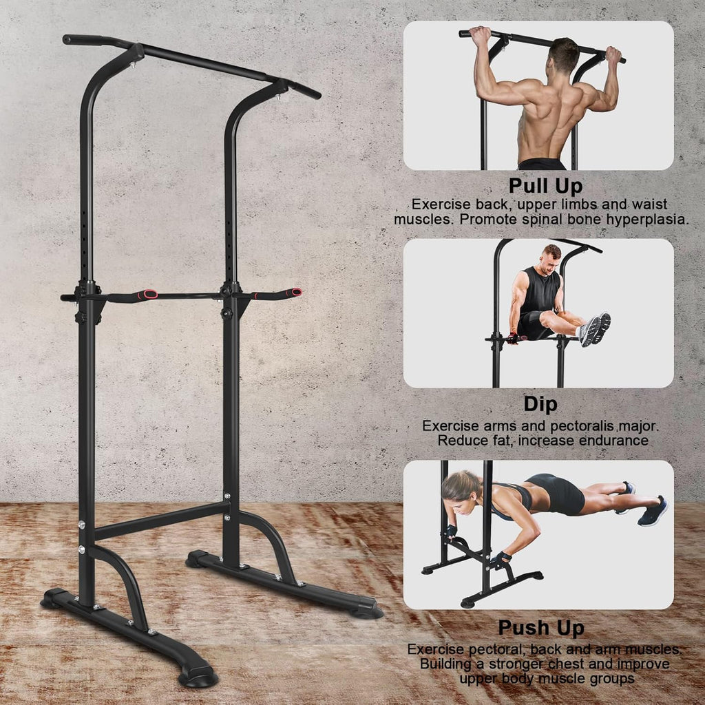 Power Tower Pull Up Bar Station, Free Standing Dip Station for Home Gym Y381201